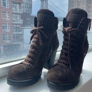 Prada Lace Up Platform Boots